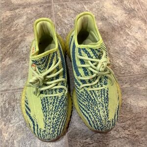 Yeezy Lime Green and Navy Athletic Shoes